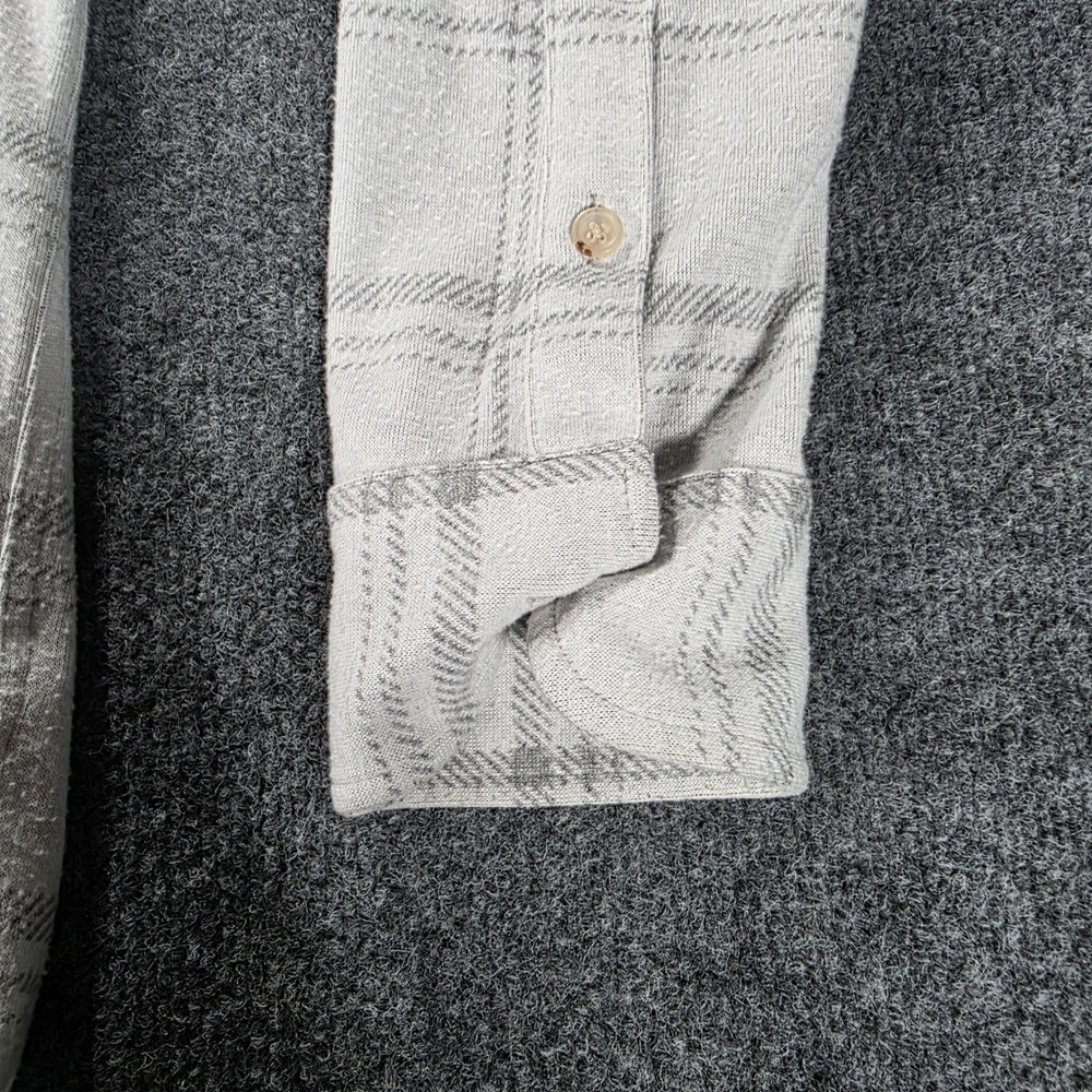 Faherty Legend Shirt Plaid Flannel Button Down Grey Knit Stretch Medium Womens - Picture 5 of 7